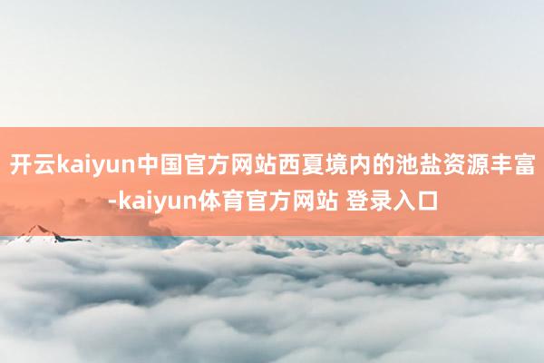 开云kaiyun中国官方网站西夏境内的池盐资源丰富-kaiyun体育官方网站 登录入口