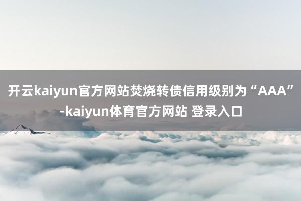开云kaiyun官方网站焚烧转债信用级别为“AAA”-kaiyun体育官方网站 登录入口