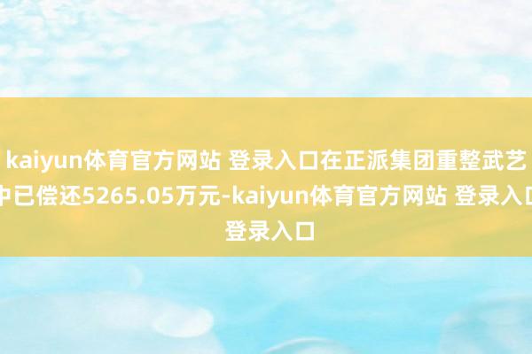 kaiyun体育官方网站 登录入口在正派集团重整武艺中已偿还5265.05万元-kaiyun体育官方网站 登录入口