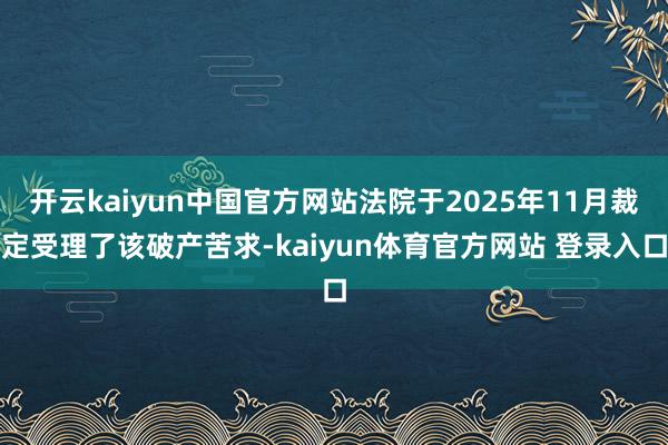 开云kaiyun中国官方网站法院于2025年11月裁定受理了该破产苦求-kaiyun体育官方网站 登录入口